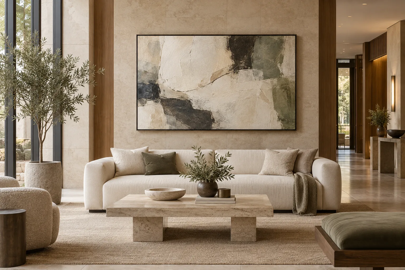 Illustrative reception concept with a textured abstract painting